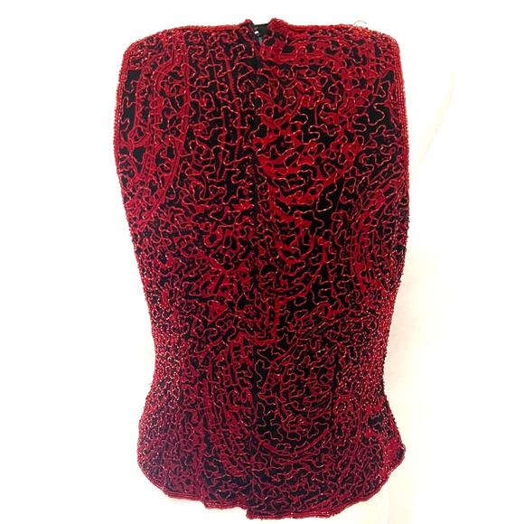 Vintage Y2K Andretta Donatello Silk Beaded Top Sz L Red Whimsigoth Party Indie - Picture 7 of 12